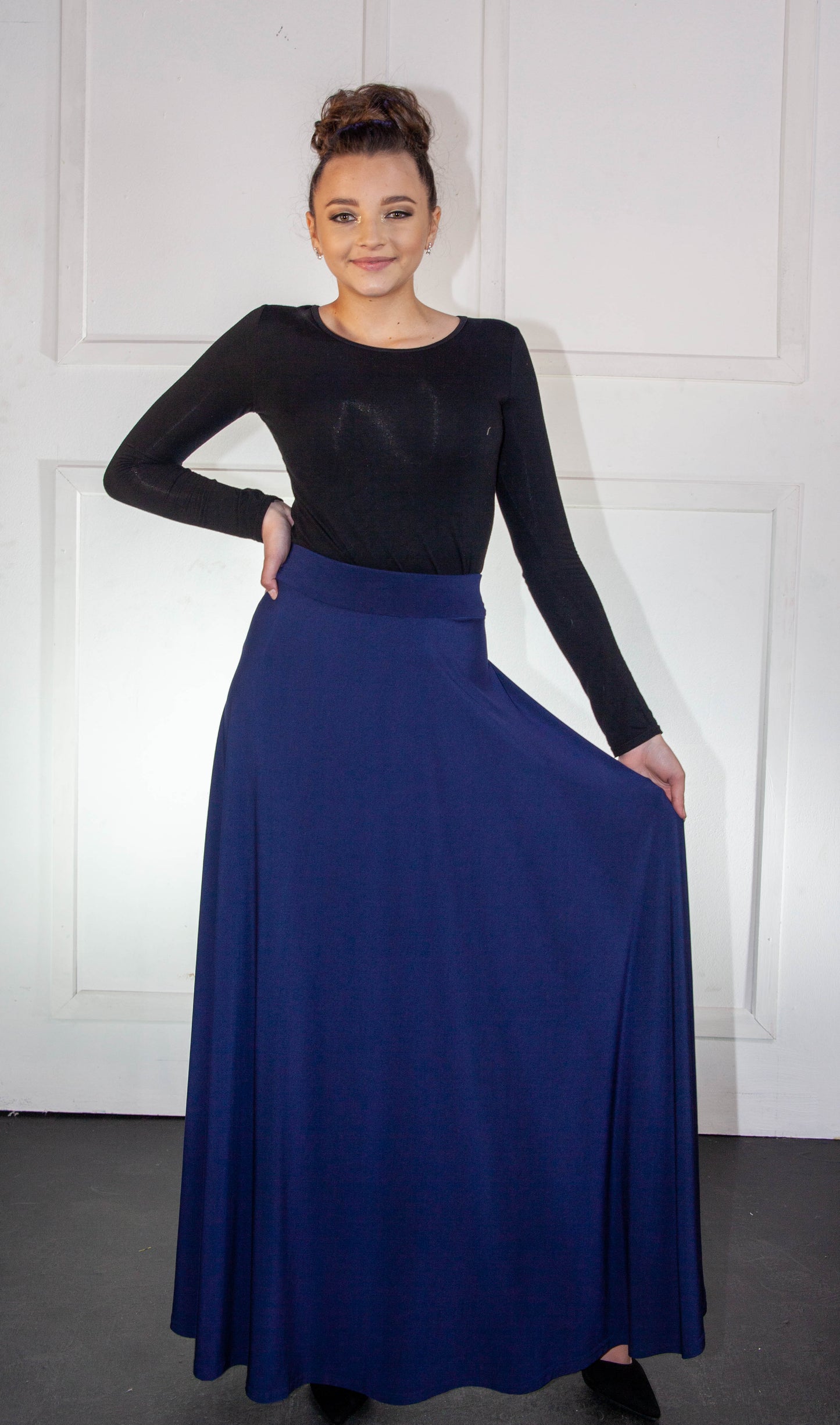 Skirt - Navy Blue Flair Long