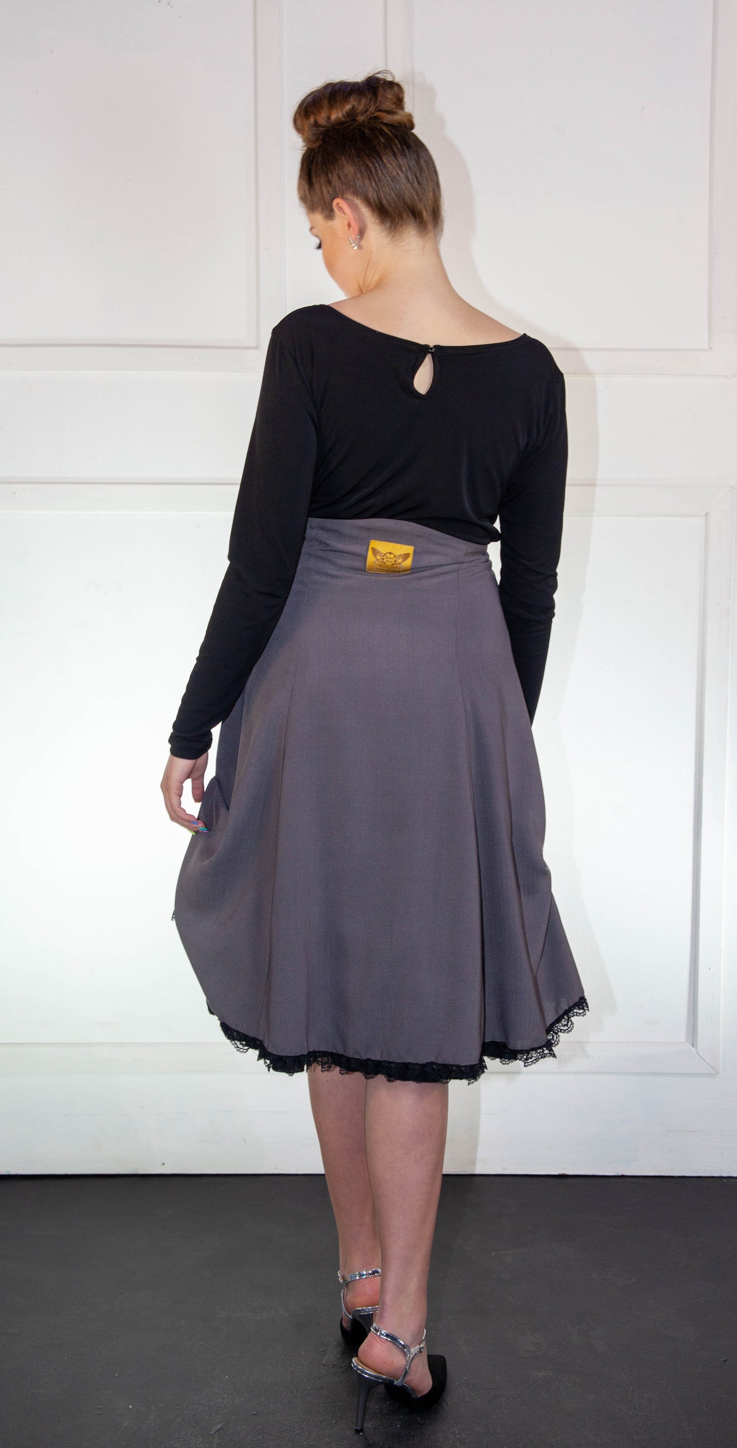Skirt - Spanish High Waisted Grey & Black