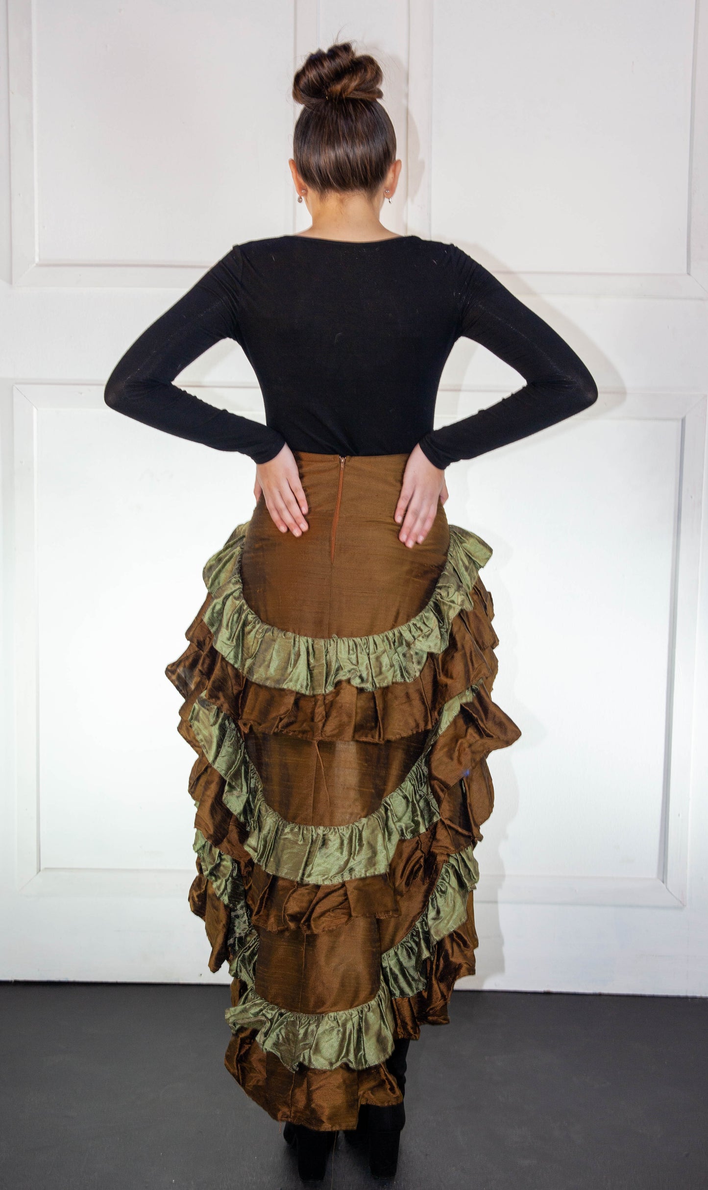Skirt - Victorian High Low Camo Brown & Green