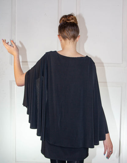 Blouse - Black with Cape