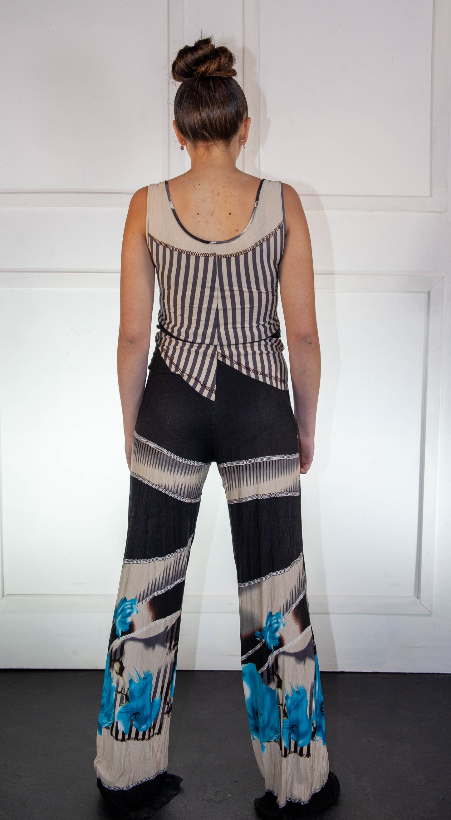 T-Shirt Catsuit - Blue Grey & Black