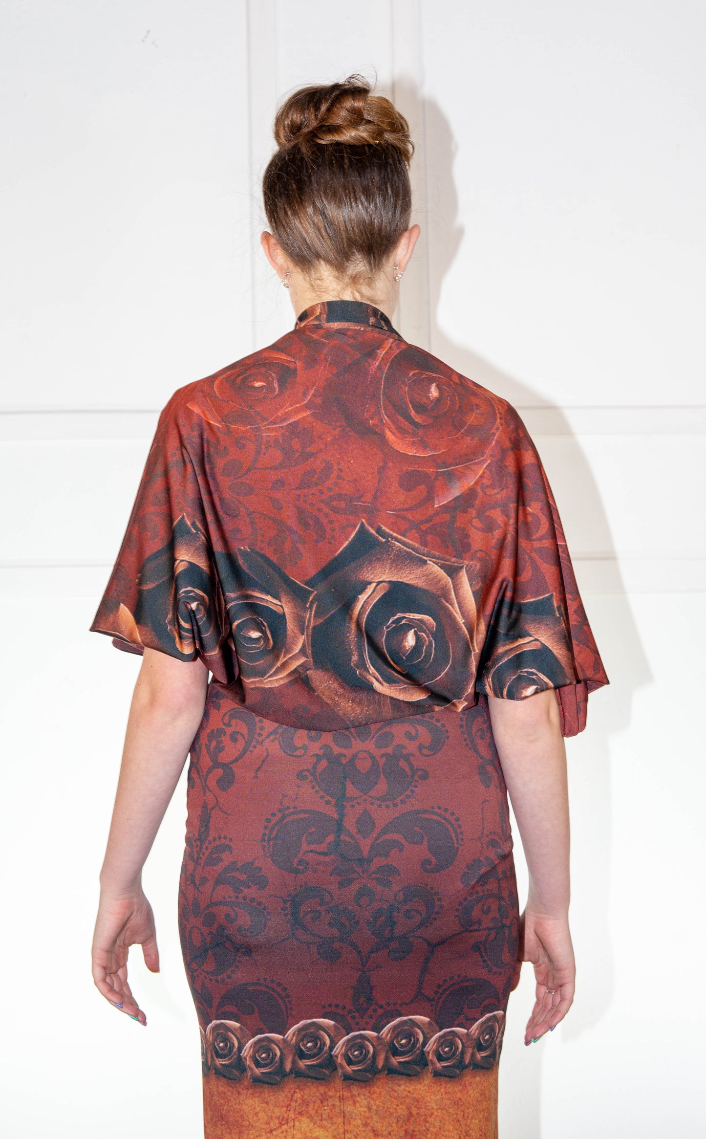 Summer Dress - Printed Dusty Brown & Maroon