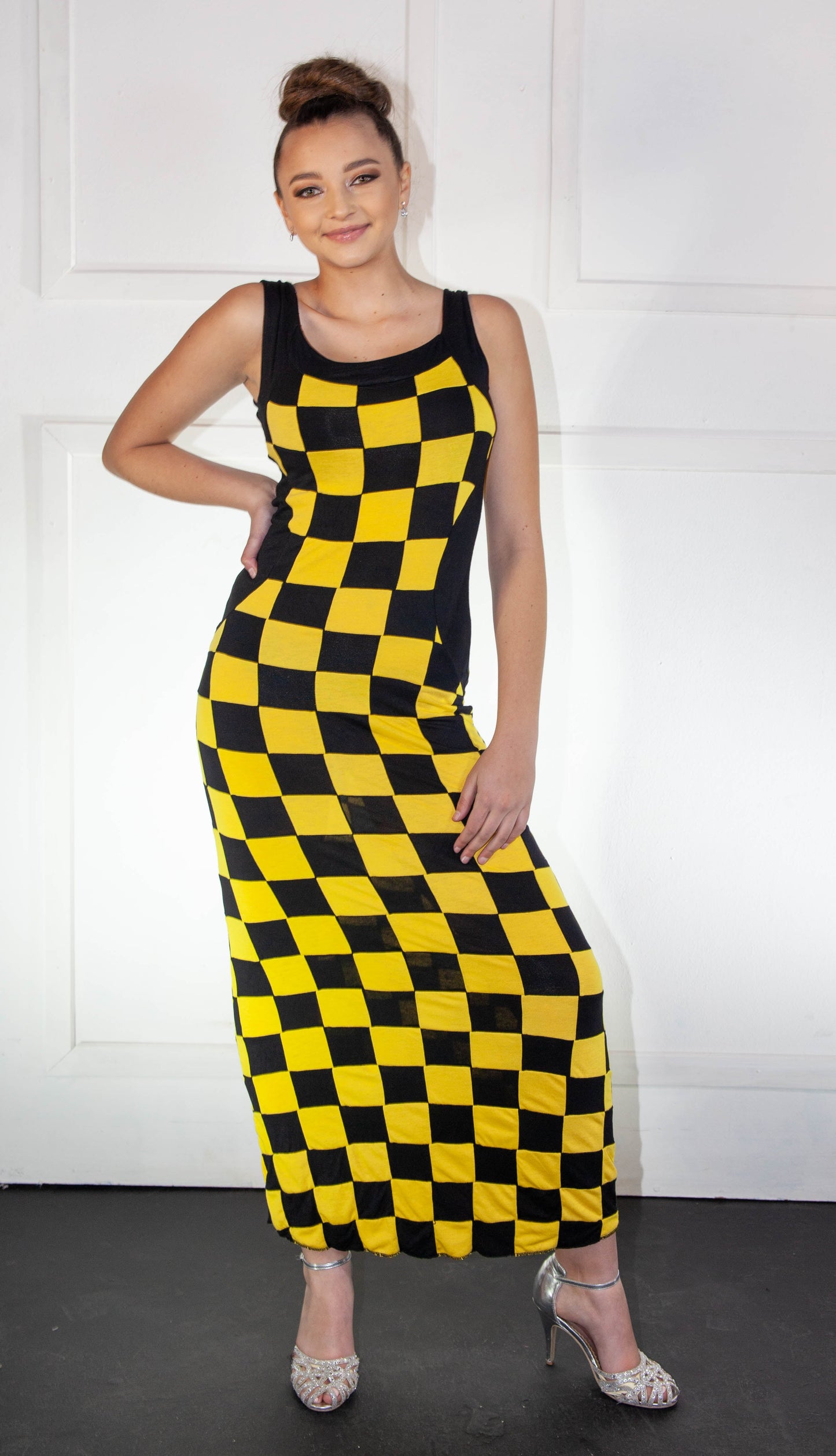 Summer Dress - Checkered Yellow & Black