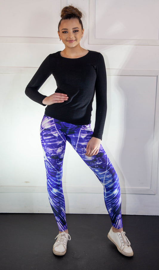 Leggings - CyberStorm Dark Purple & White