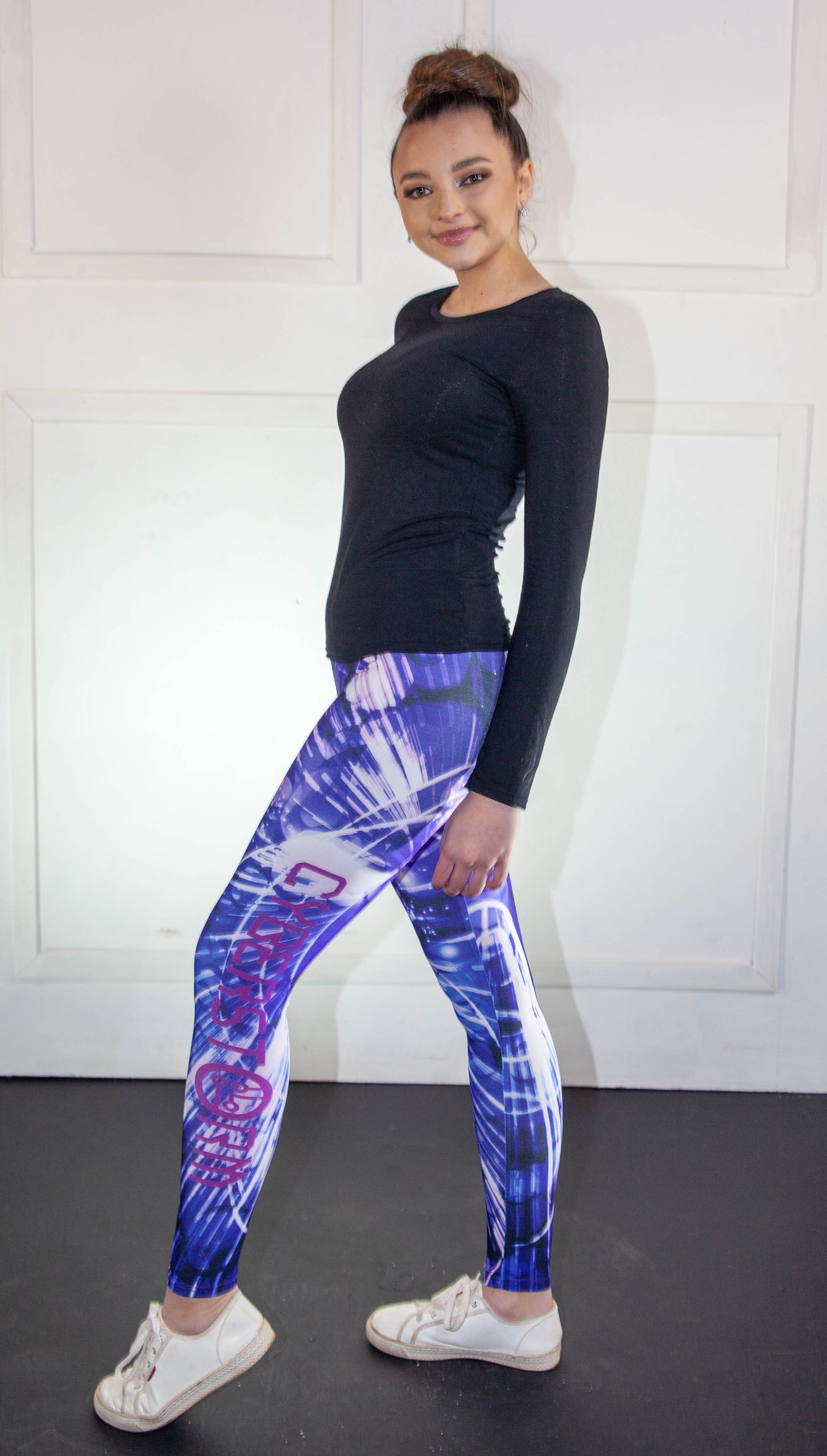 Leggings - CyberStorm Dark Purple & White