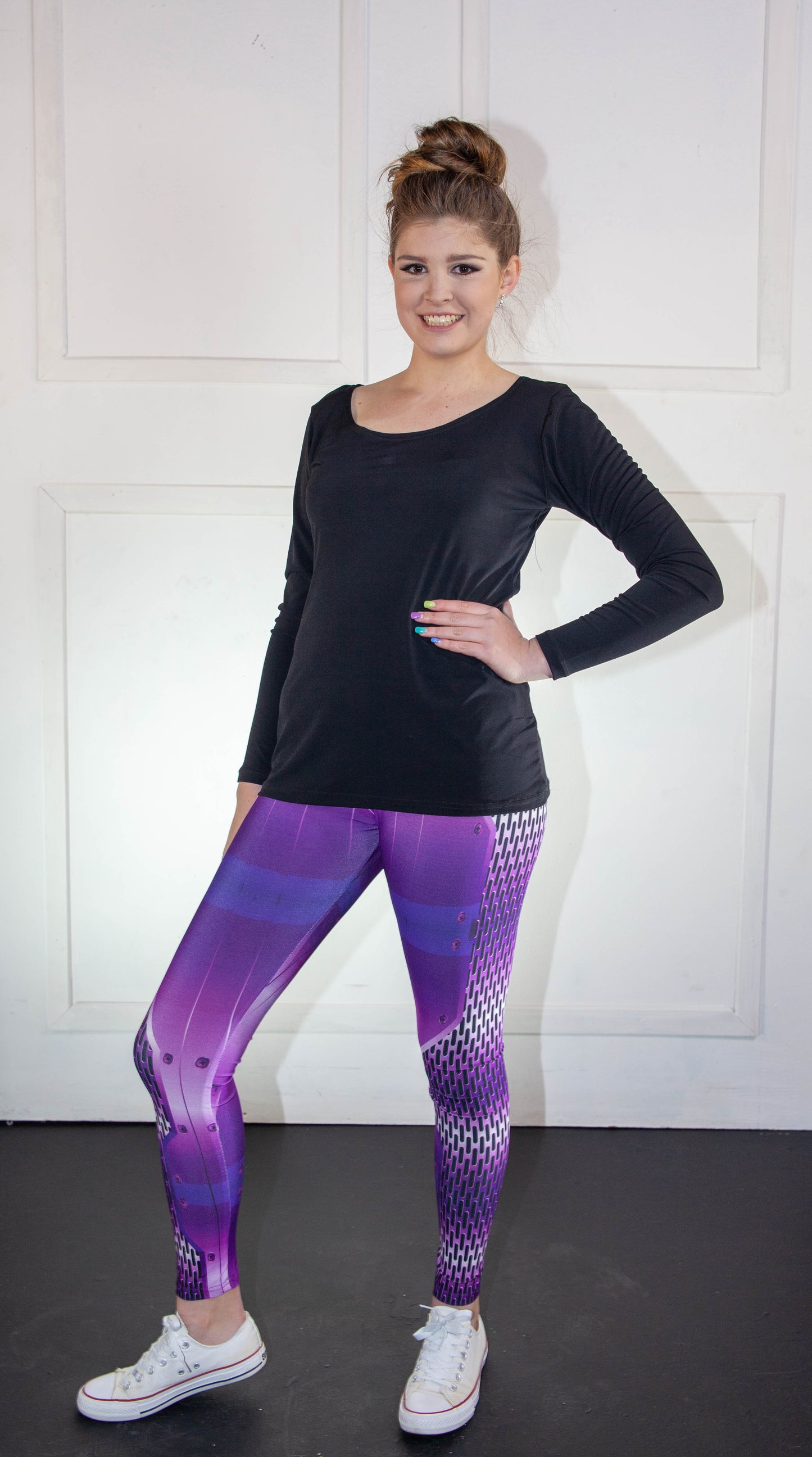 Leggings - CyberStorm Purple and White