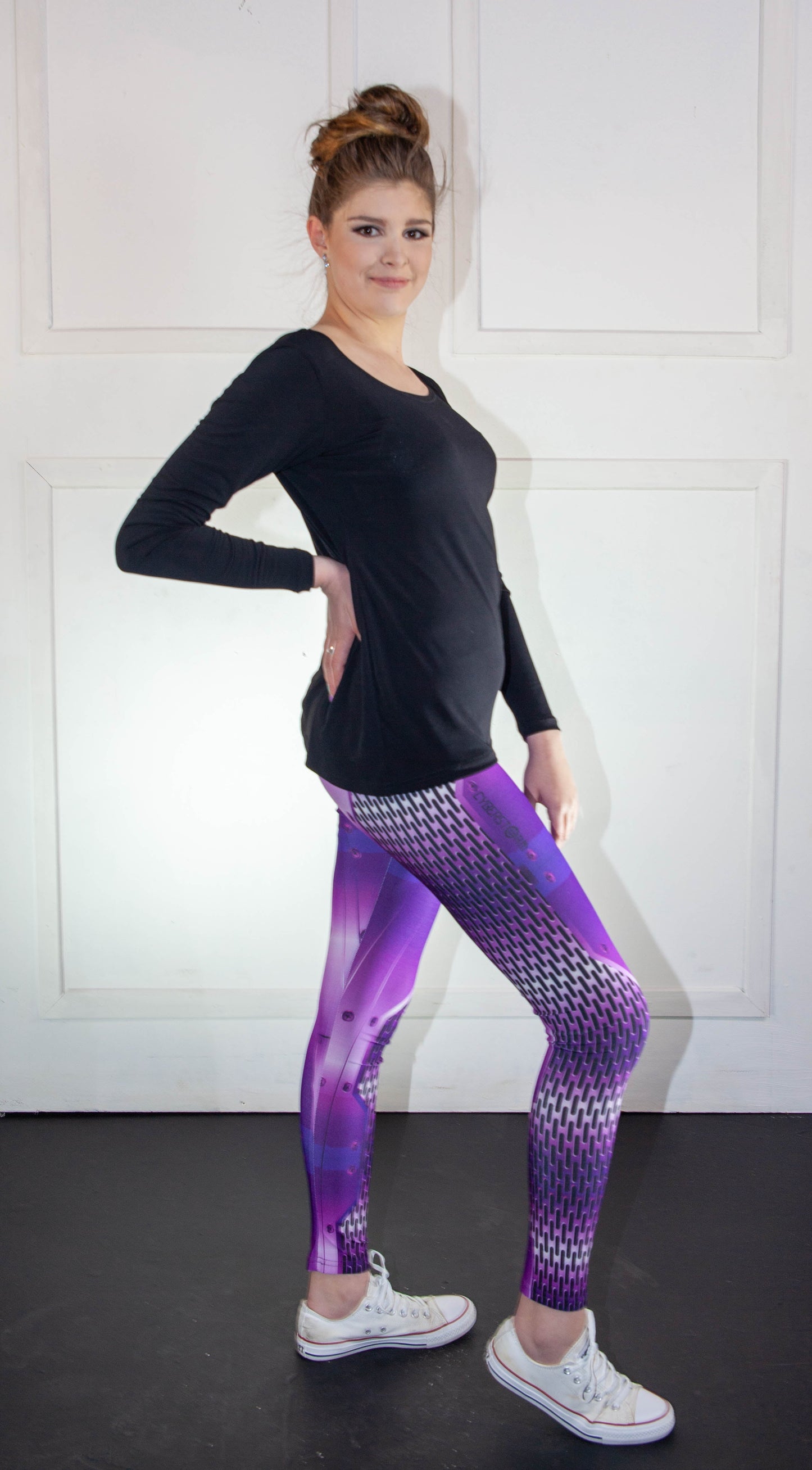 Leggings - CyberStorm Purple and White