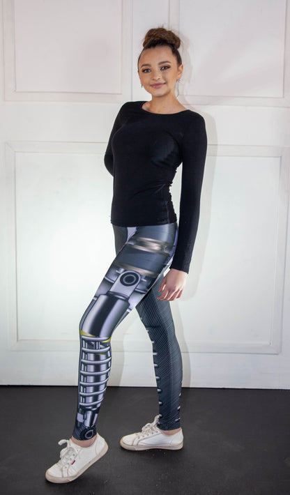 Leggings - CyberStorm Gold and Grey