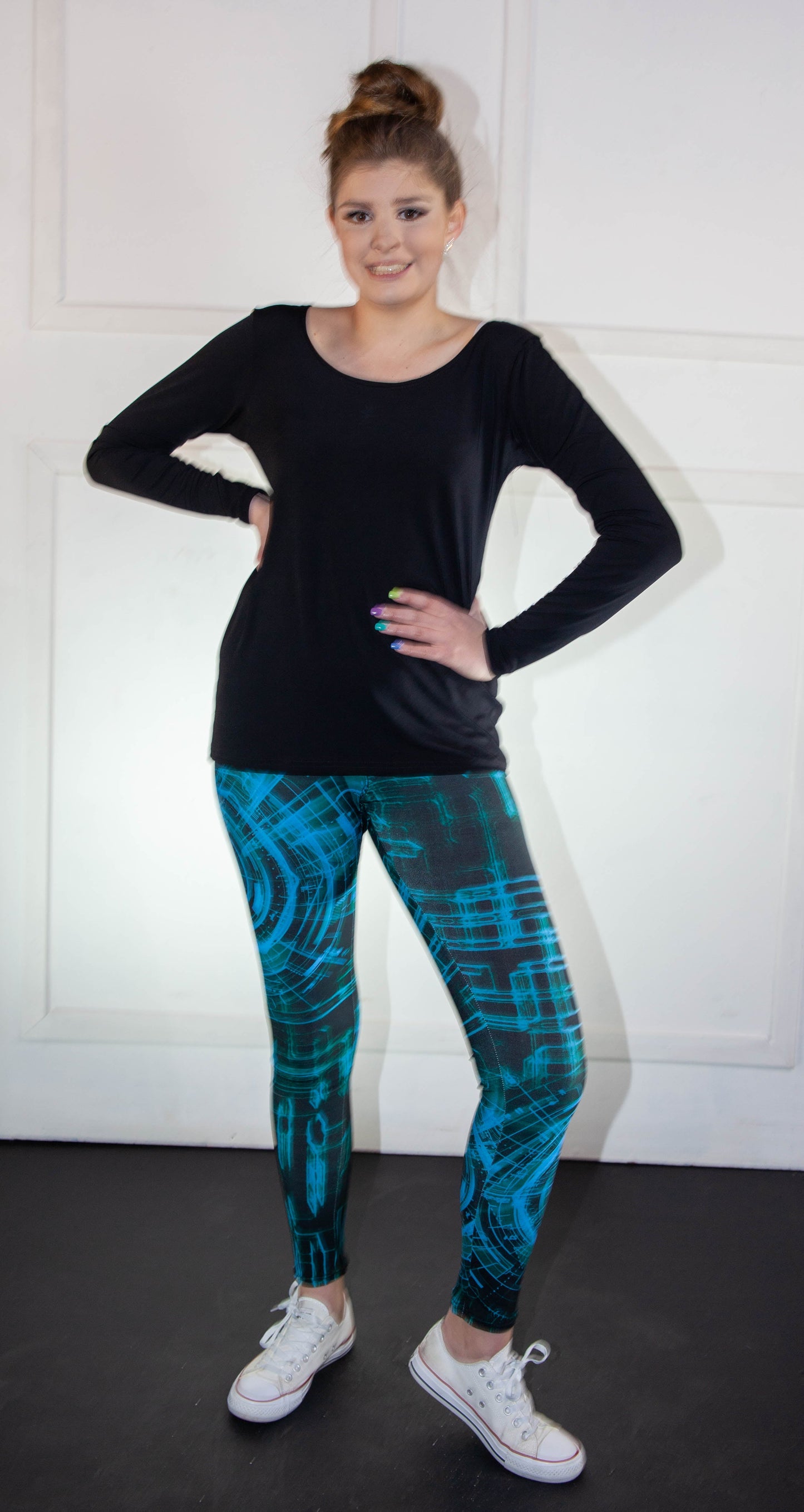 Leggings - CyberStorm Turquoise & Black