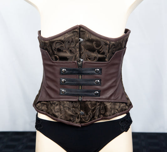 Corset - Brown Brocade & Brown PVC Stoompomp