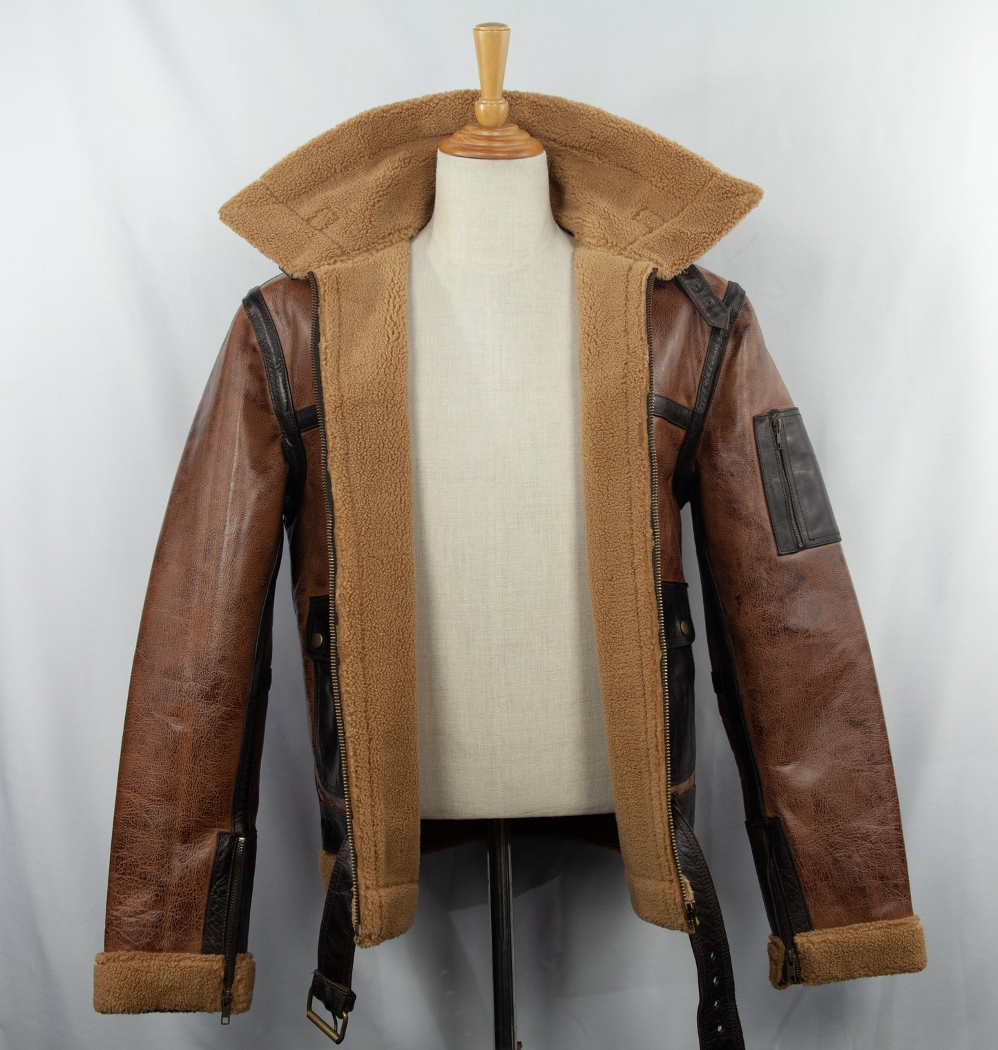 Aviator Brown Leather Jacket with Fur Collar