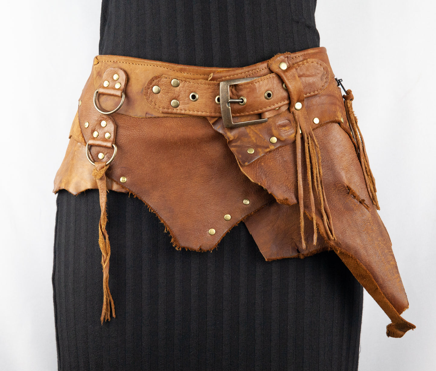 Tribal Boho Skirt with Belt and Buckles