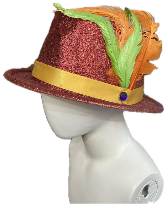 Plastic Glitter Tophat with feathers