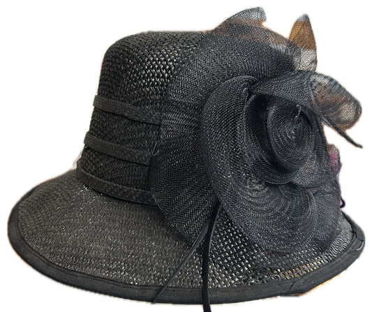 Black Vintage straw hat