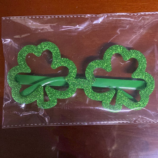 Plastic Glasses Frame - Irish Glitter Clover