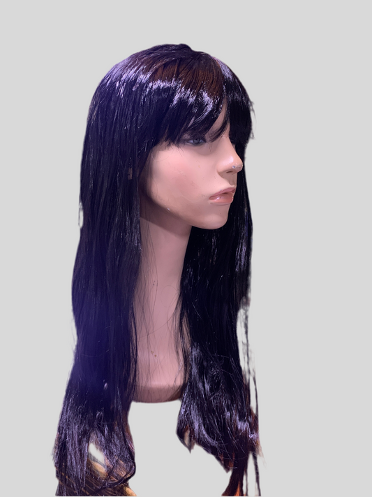 Long Black Wig with Fringe