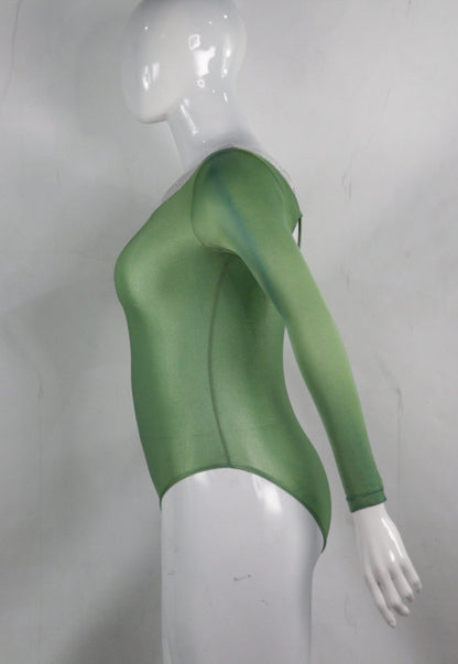 LONG SLEEVE GYM LEOTARD WITH THICK NECKLINE AND 3 HOLE BACK - SKU: 247