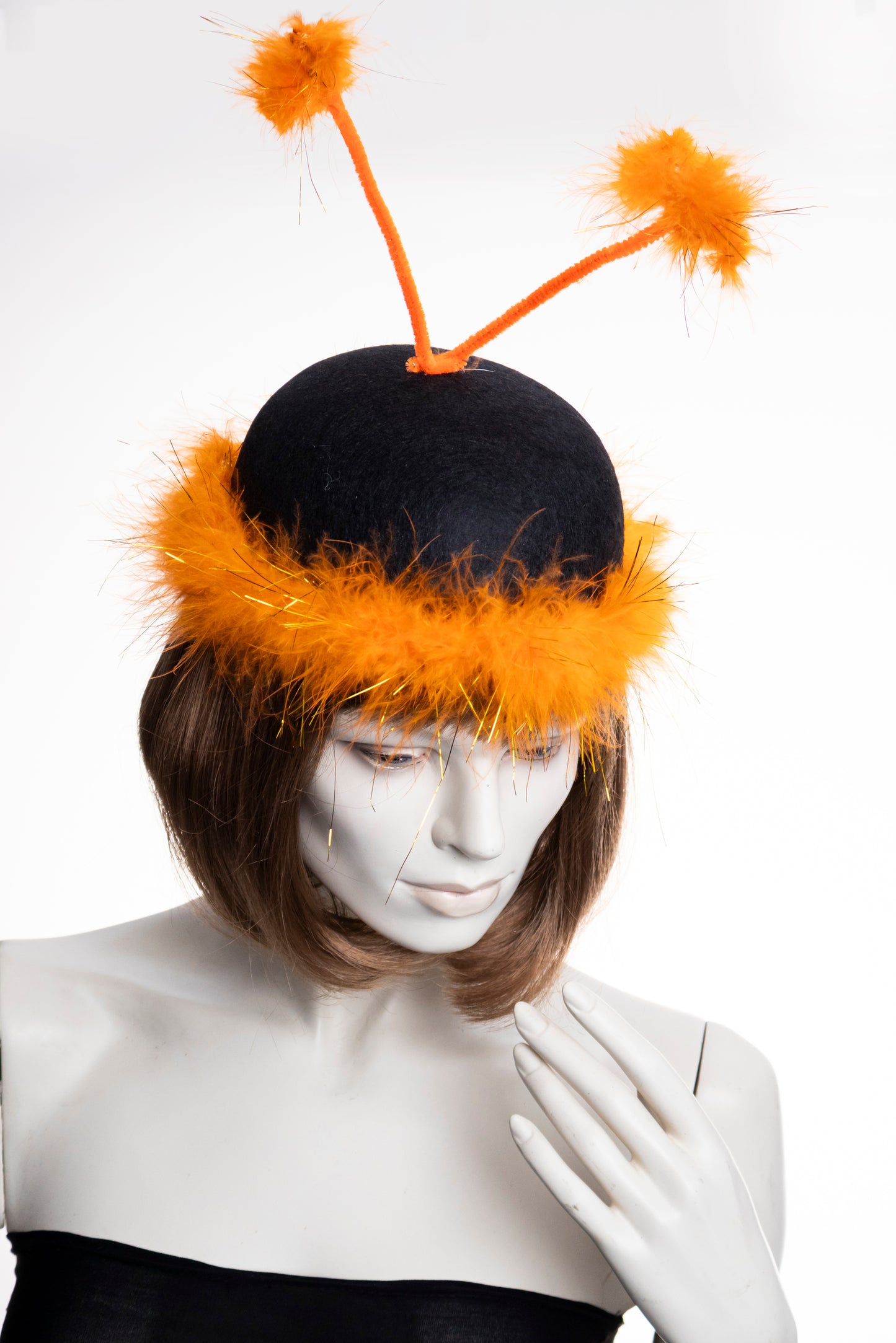 Orange fluffy bug hat