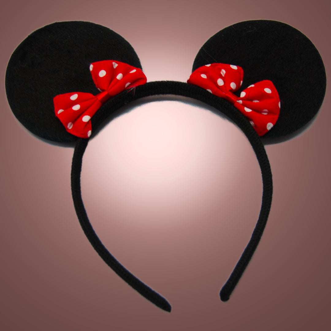 Magic Kingdom Mouse Ears Alice Band - Red Bows and White Polka Dots