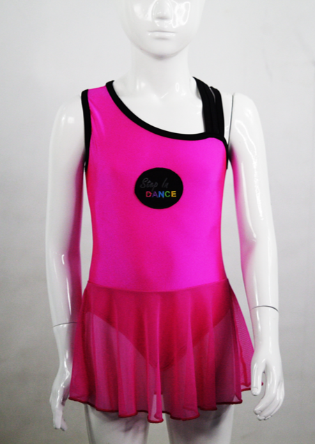 CROSS BACK DANCE DRESS WITH FULL MESH SKIRT WITH PANTY - SKU: 278 DRESS A