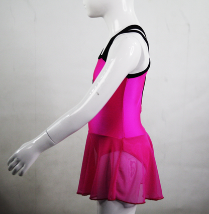 CROSS BACK DANCE DRESS WITH FULL LYCRA SKIRT WITHOUT PANTY - SKU: 278 DRESS C