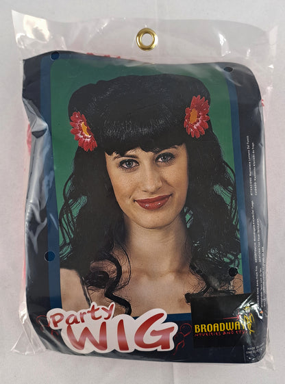 Party Wig - Red with Flowers