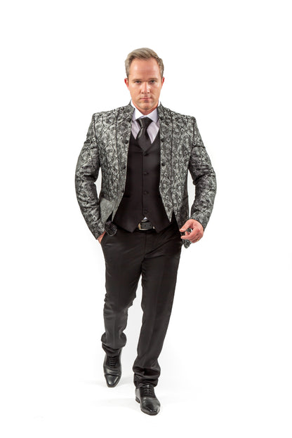 Men's Designer Fancy Silver 3-Piece Suit