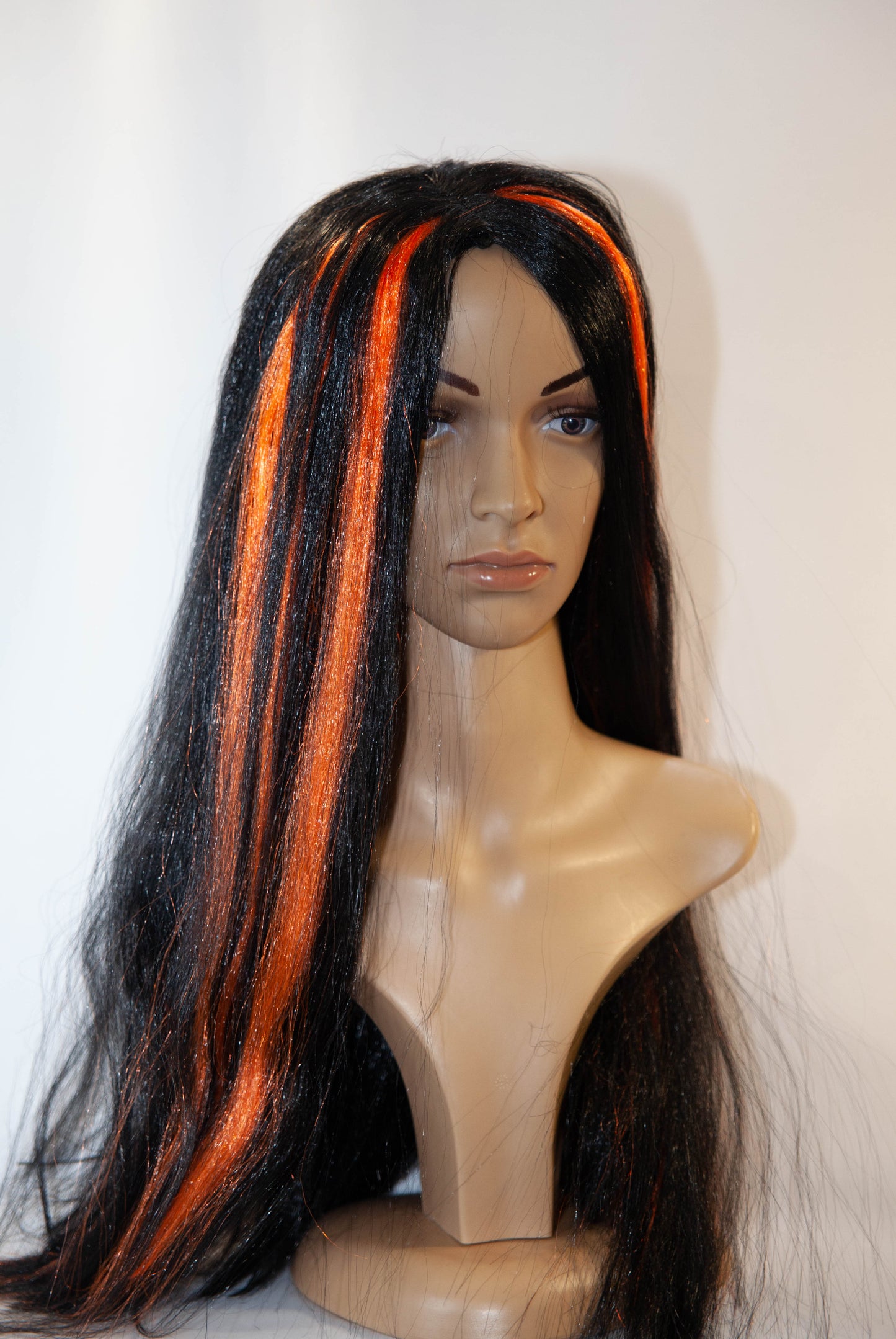 Long Black and Orange Wig