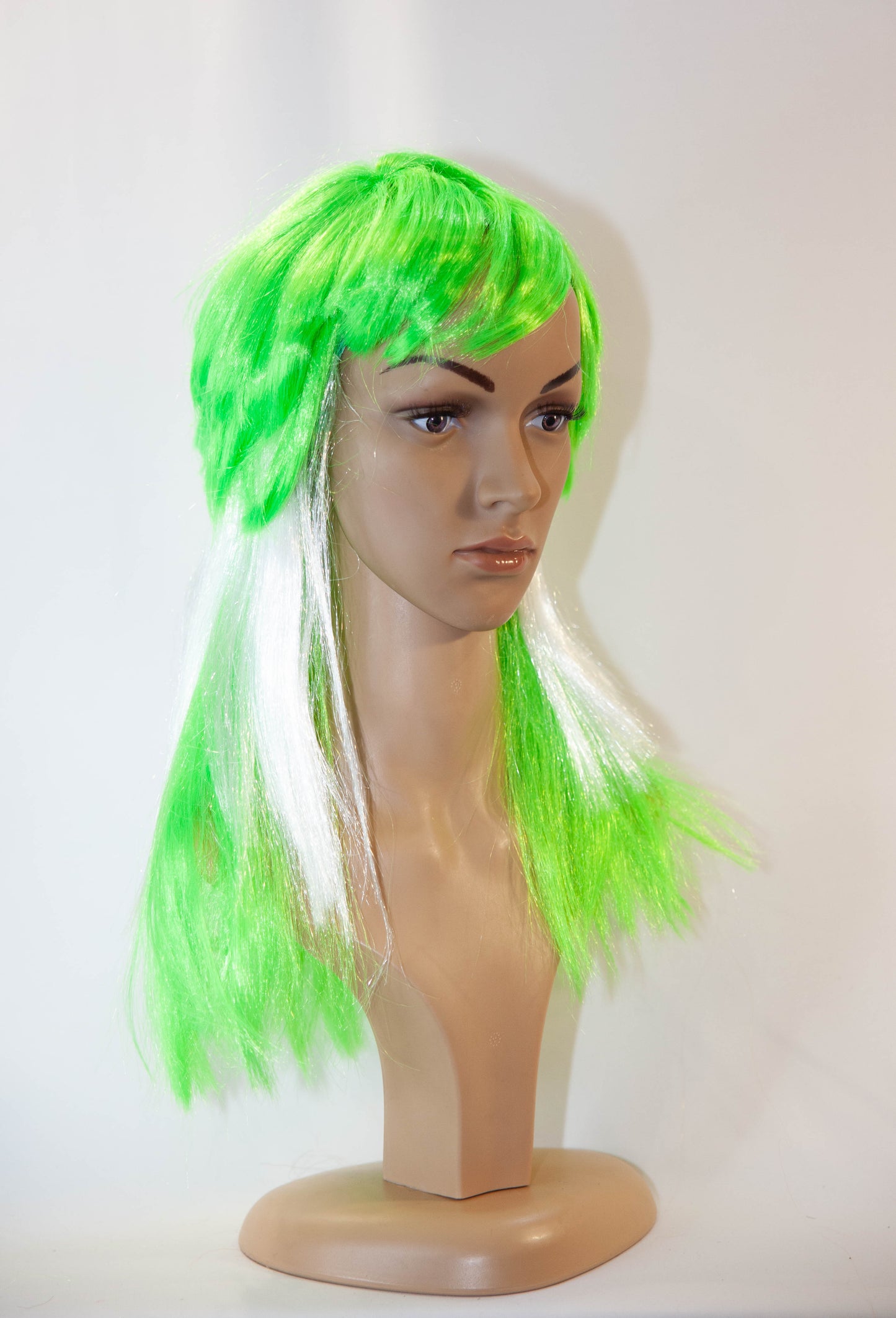 Green and White Wig