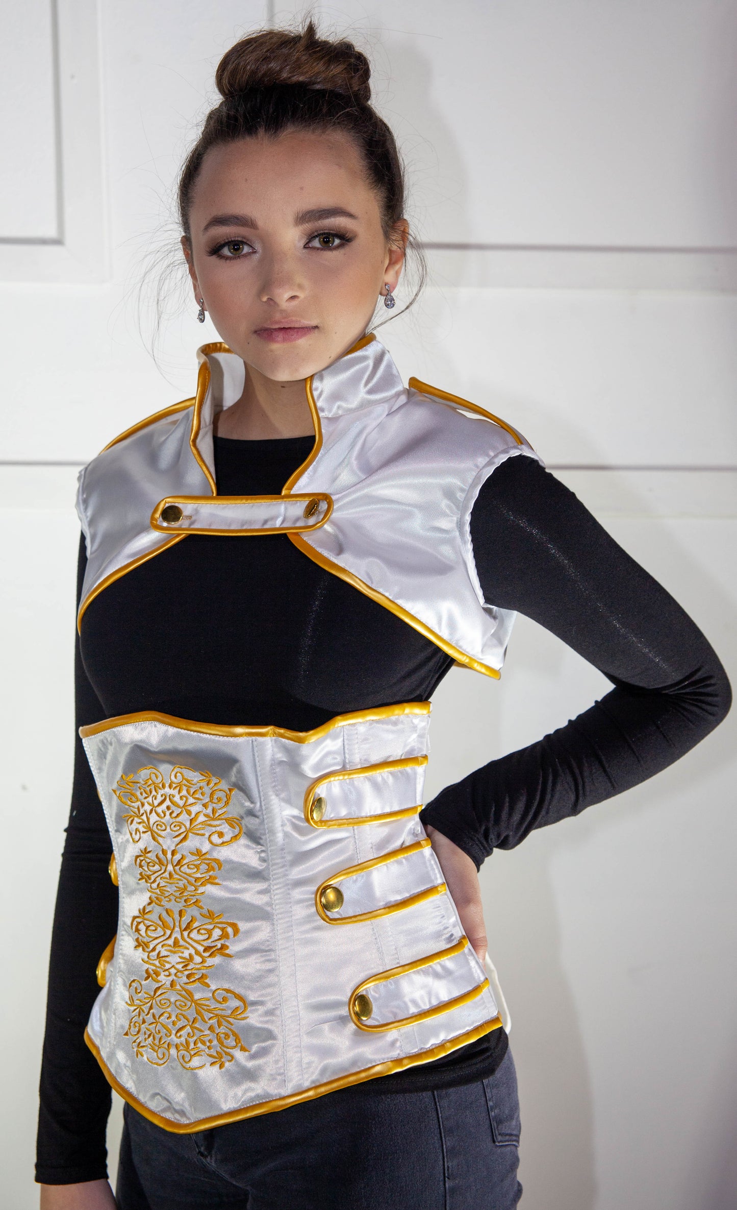 Steampunk Corset with Jacket - White & Gold