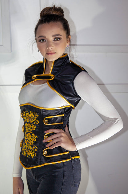 Steampunk Corset with Jacket - Black & Gold
