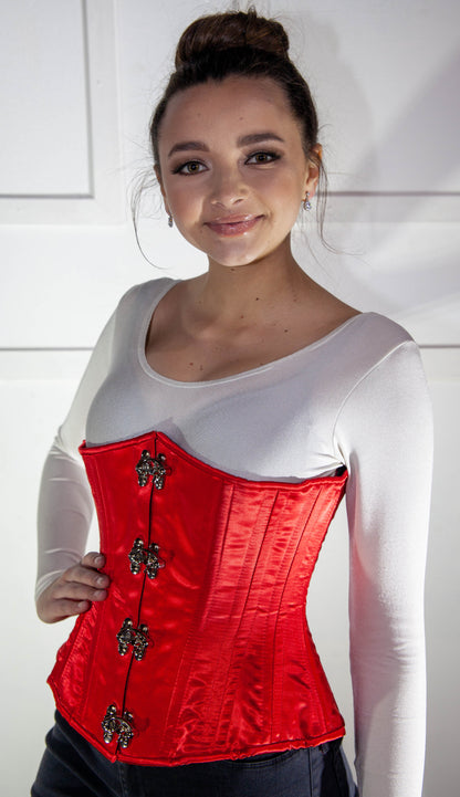 Corset - Red Satin Underbust with Clasps