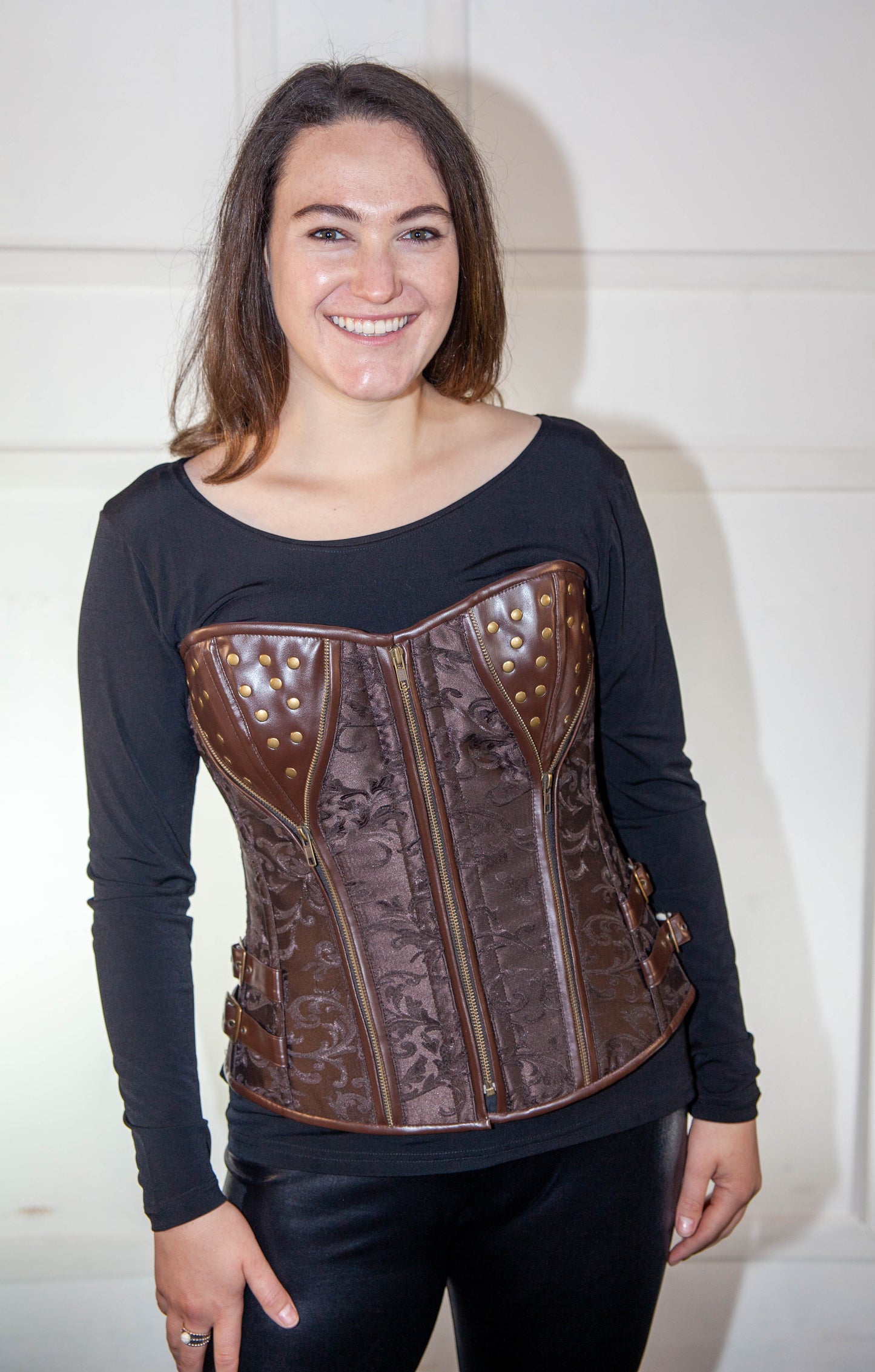 Corset - Full Brown Leather with Cups