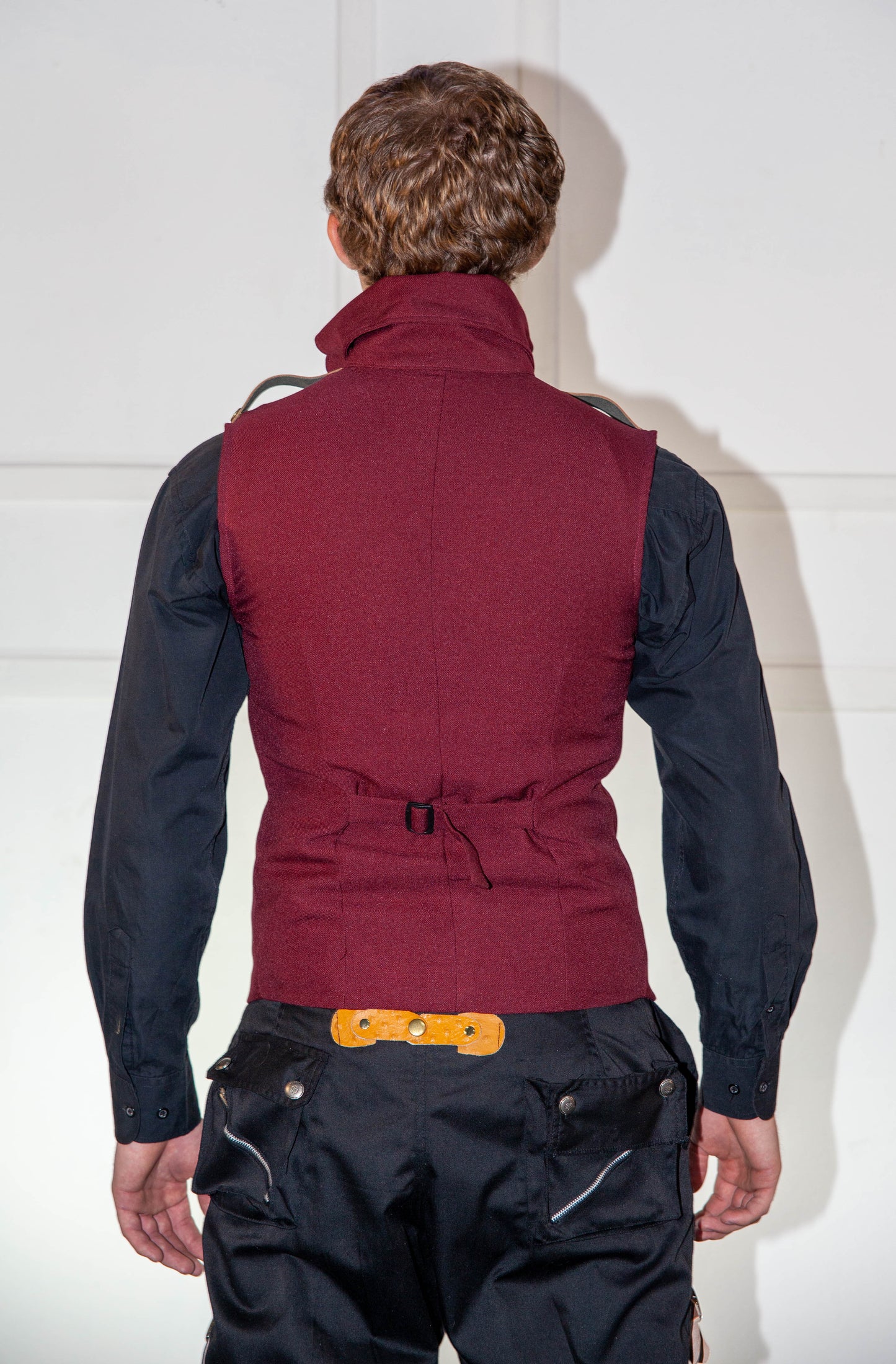 Waistcoat - Red with Leather Straps
