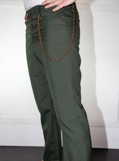 Low Crotch Trousers - Dark Green