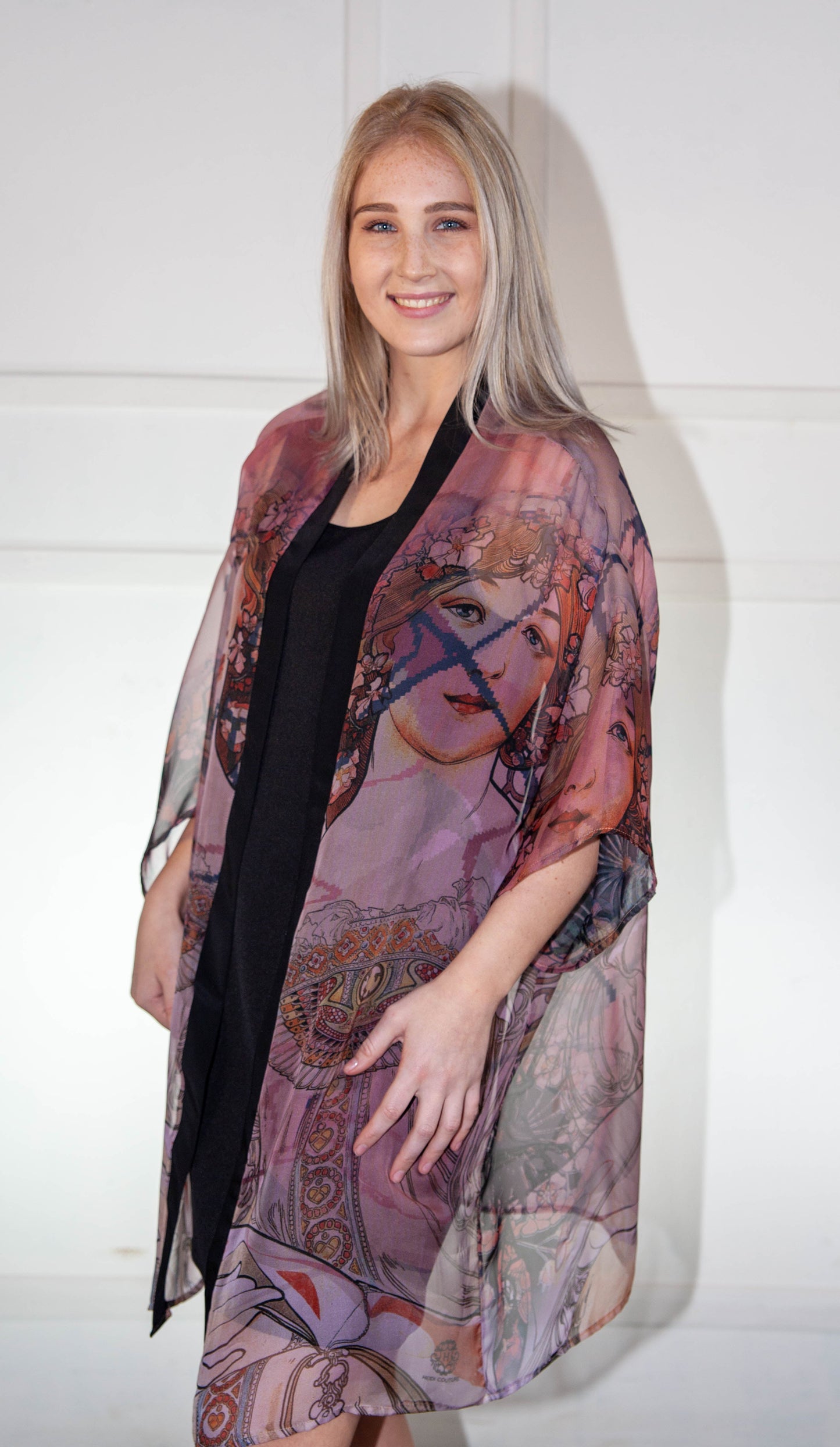 Kimono - Purple Printed Silk