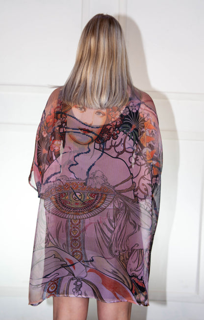 Kimono - Purple Printed Silk