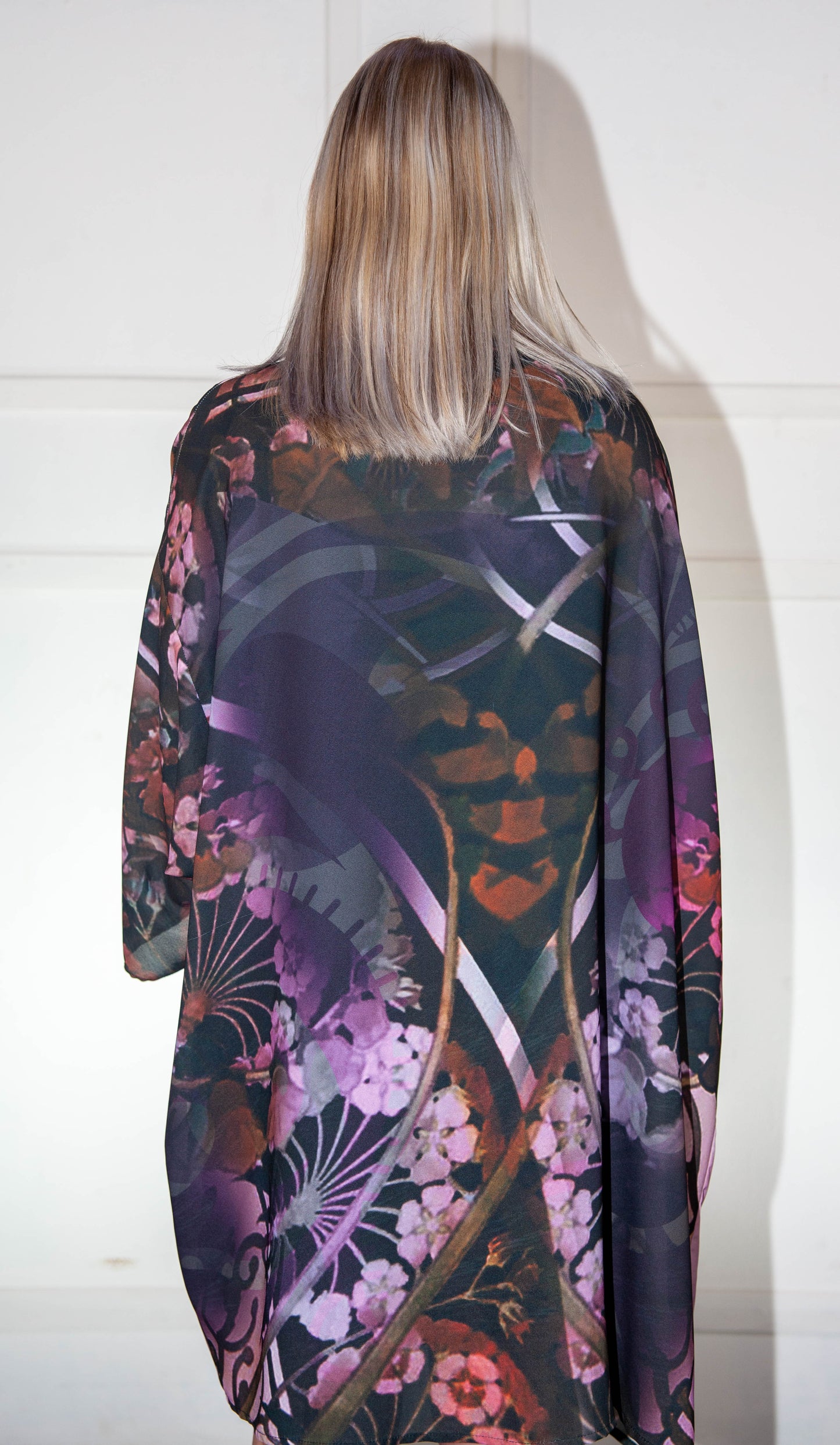 Kimono - Silk Printed Purple Floral