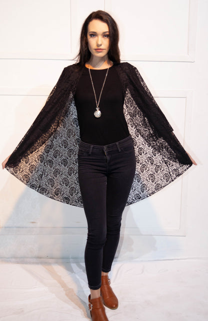 Lace Overcoat - Black