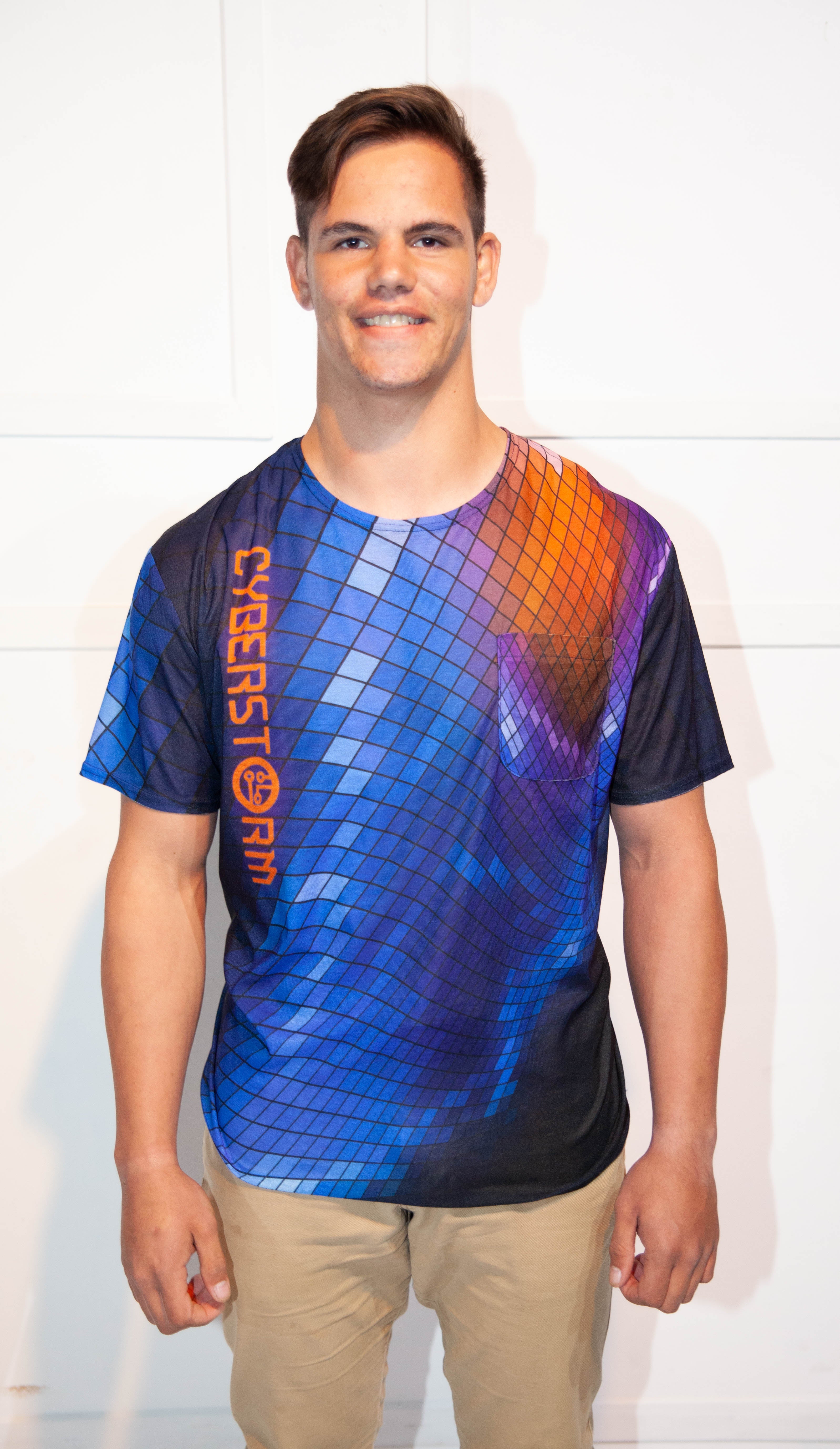 Stoompomp Mens T-Shirt - Stoompomp Cyberstorm Printed Blue & Orange – Hollywood ...