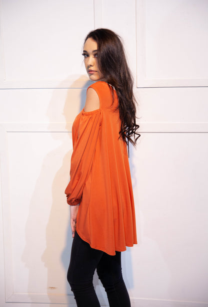 Open Shoulder Blouse - Orange