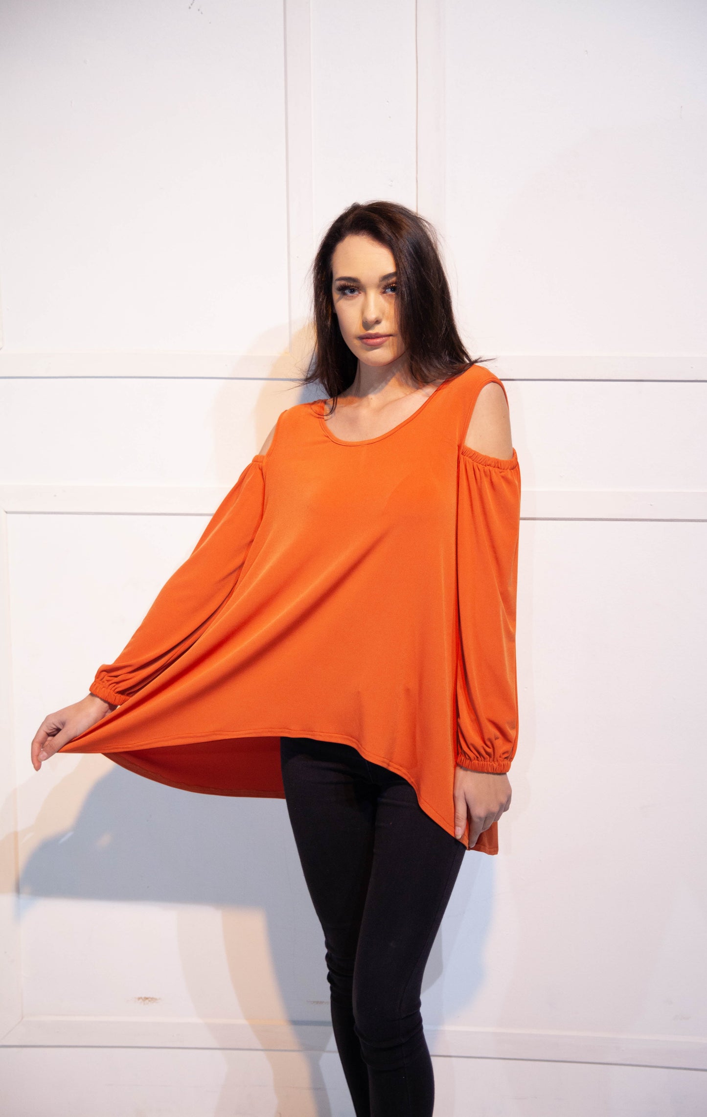 Open Shoulder Blouse - Orange