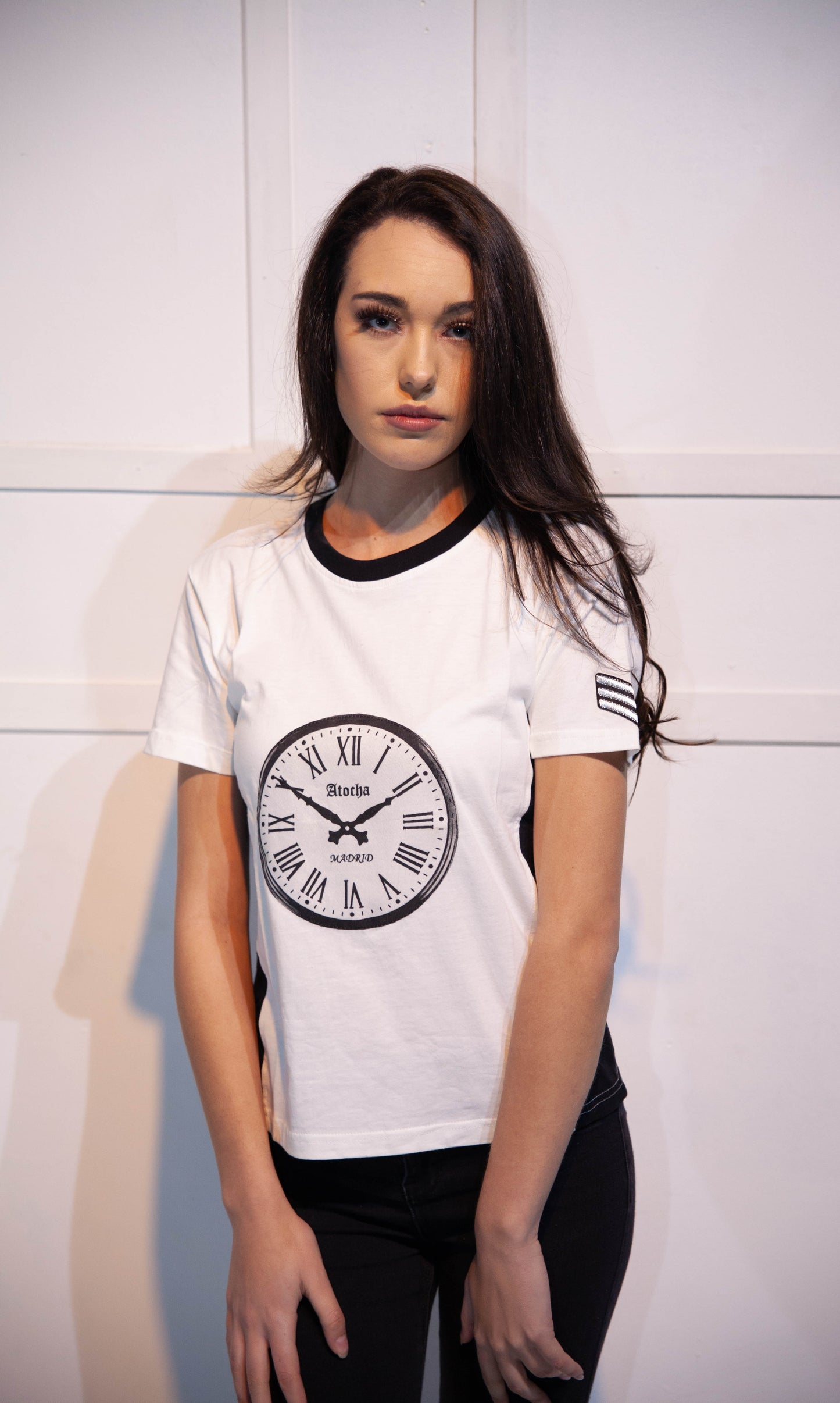 Ladies T-Shirt - Stoompomp White with Clock