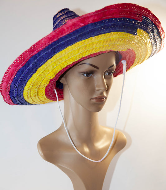 Mexican Sombrero Hat - colourful stripes