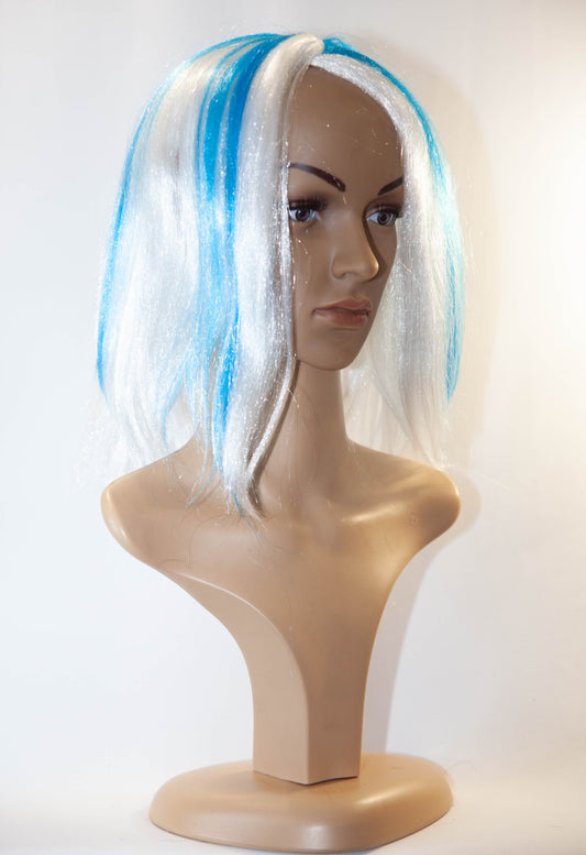 White and Blue Two Tone Wig