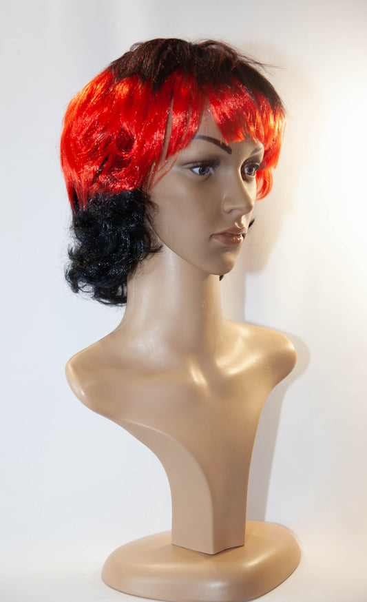 Black and Red Two Tone Wig