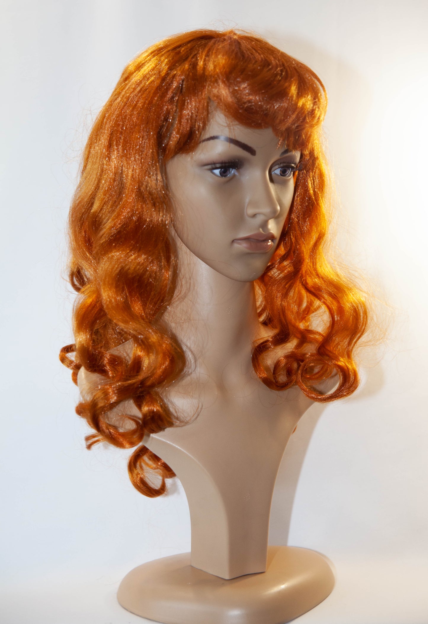 Red long curly wig with fringe