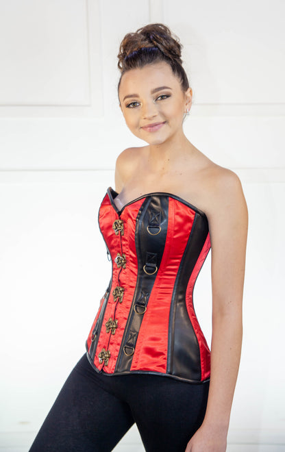 Corset - Red and Black with Leather