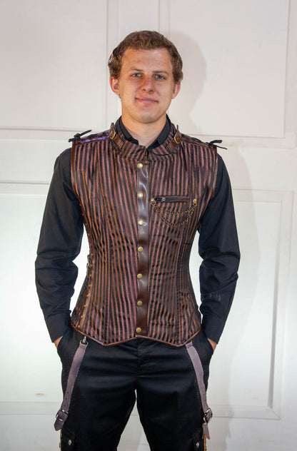 Corset - Brown Striped Waistcoat