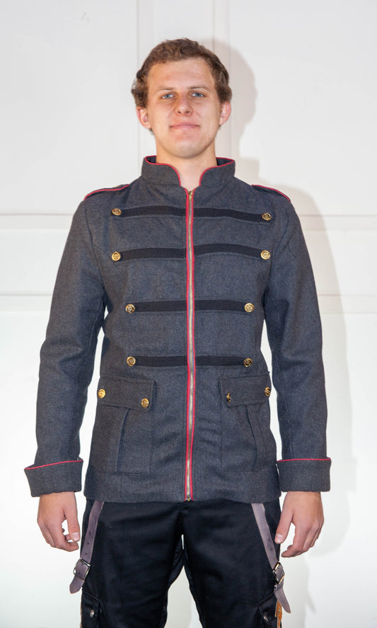 Military Jacket - Grey with Red